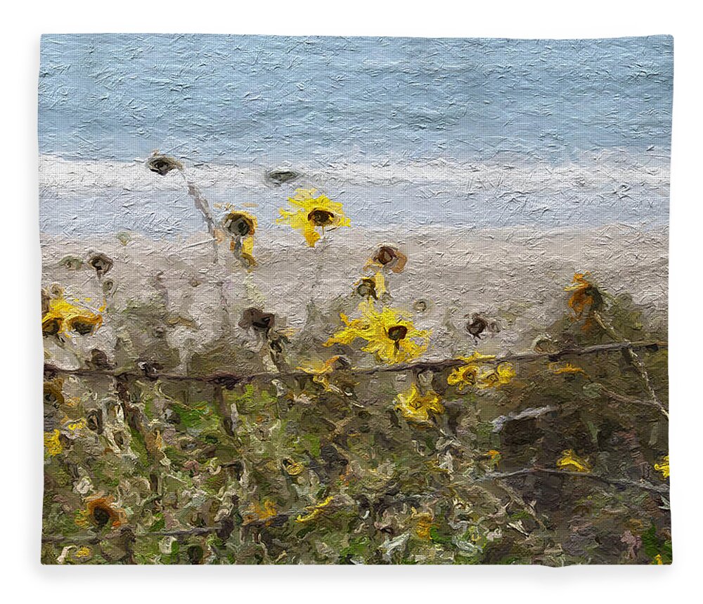 Yellow Fleece Blanket featuring the painting Yellow Wildflowers- Art by Linda Woods by Linda Woods