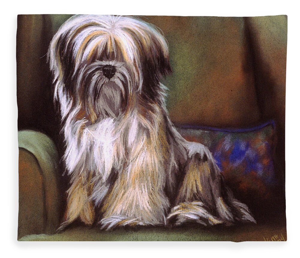 Purebred Fleece Blanket featuring the pastel You Are In My Spot Again by Barbara Keith
