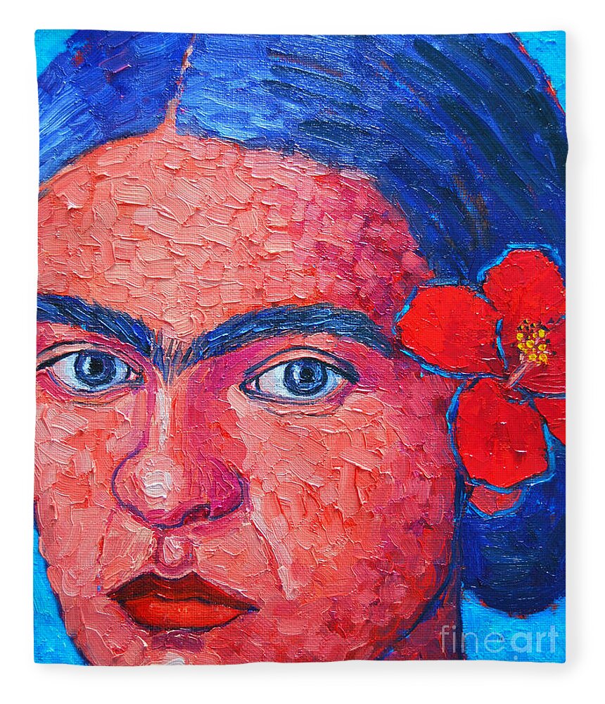 Frida Fleece Blanket featuring the painting Young Frida Kahlo by Ana Maria Edulescu