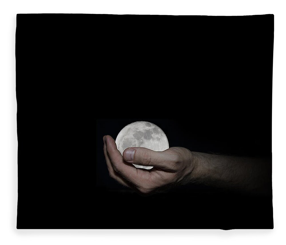 Whole Fleece Blanket featuring the digital art You've Got the Whole Moon in Your Hand by Pelo Blanco Photo