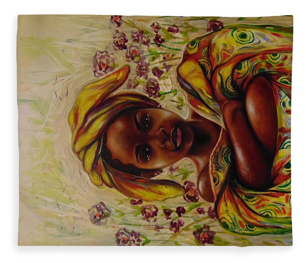 African American Art Fleece Blanket featuring the painting Zakkiyya by Emery Franklin