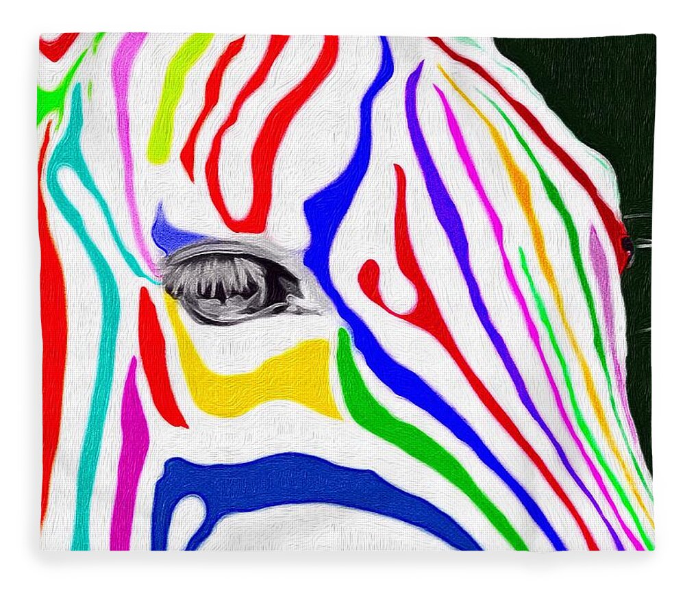 Zebra Fleece Blanket featuring the painting Zebra Nothing is Black and White by Mark Taylor