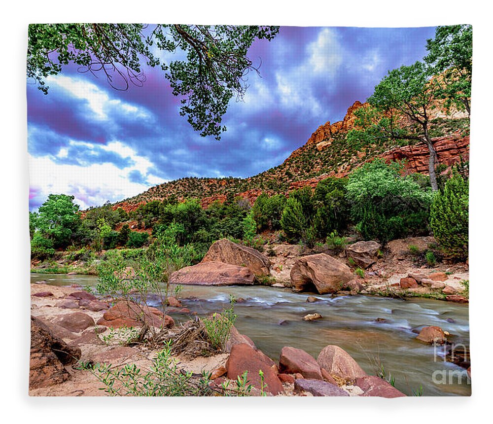 Long Fleece Blanket featuring the photograph Zion at Daybreak by Jim DeLillo