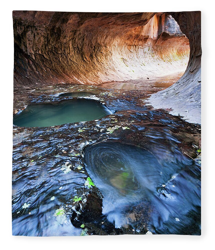 No People Fleece Blanket featuring the photograph Zion National Park Subway by Brett Pelletier
