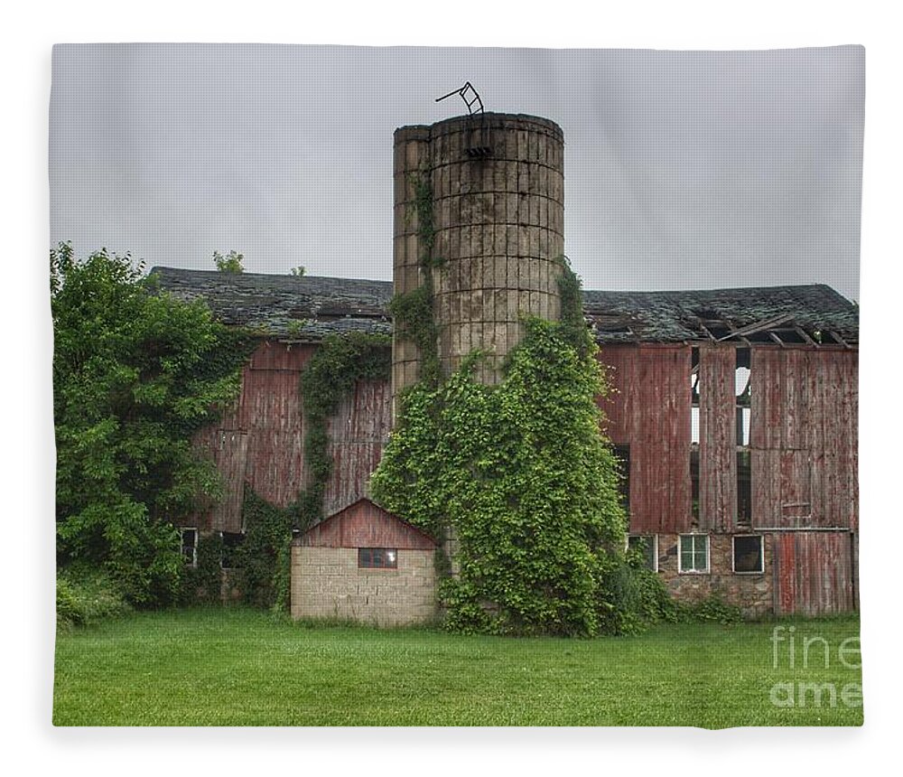 Barn Fleece Blanket featuring the photograph 0325 - Imlay City Road Red by Sheryl L Sutter