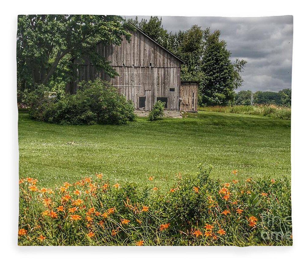 Barn Fleece Blanket featuring the photograph 0356 - Millington Roads Lilly Grey by Sheryl L Sutter