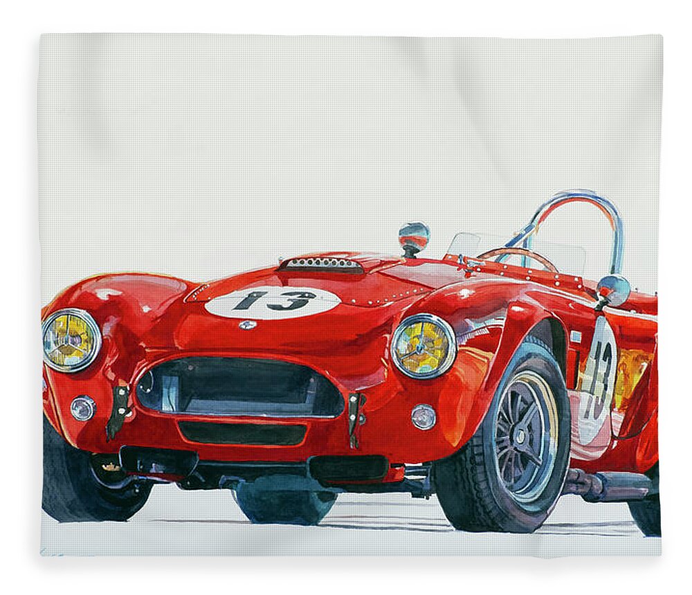 Cobra Fleece Blanket featuring the painting 289 Cobra Competition #1 by David Lloyd Glover