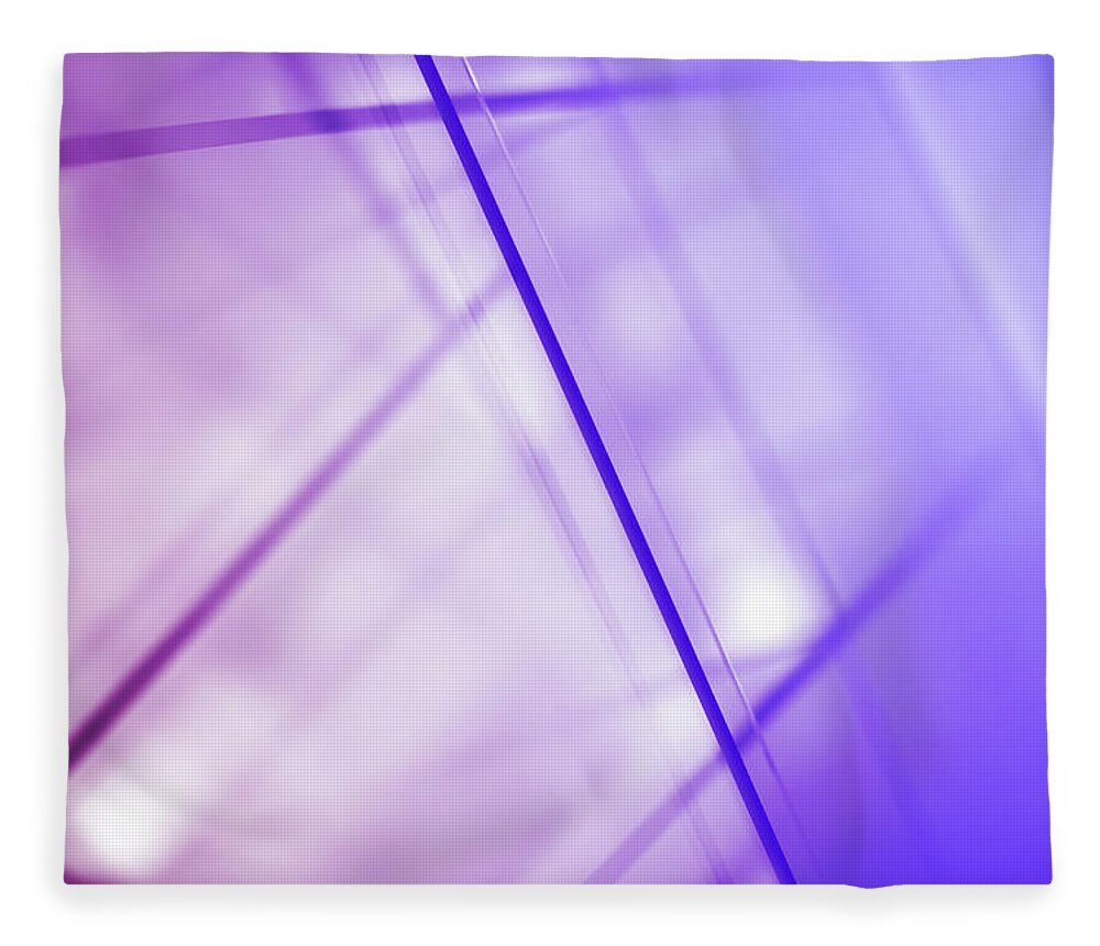 Purple Fleece Blanket featuring the photograph Abstract Intersecting Lines On A Glass #1 by Ralf Hiemisch