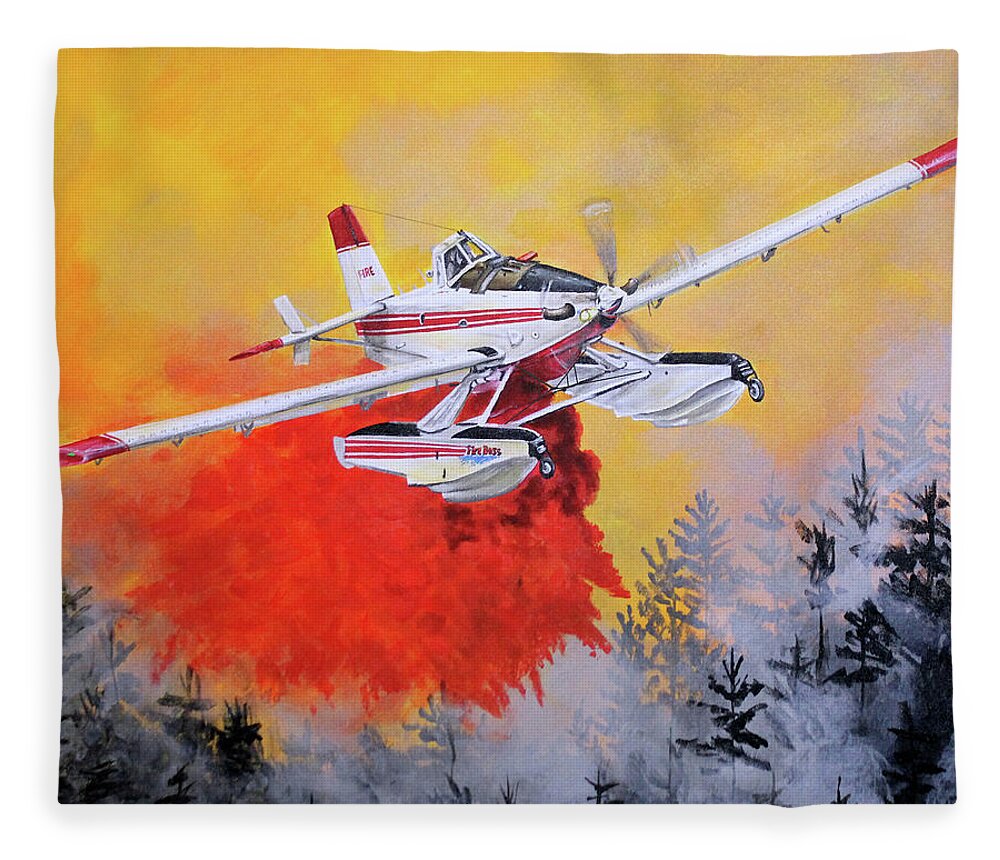 Air Tractor Fleece Blanket featuring the painting Air Tractor 802 Fire Boss by Karl Wagner