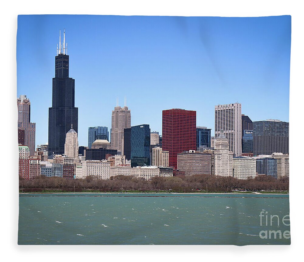 Chicago Fleece Blanket featuring the photograph Chicago Skyline by Veronica Batterson