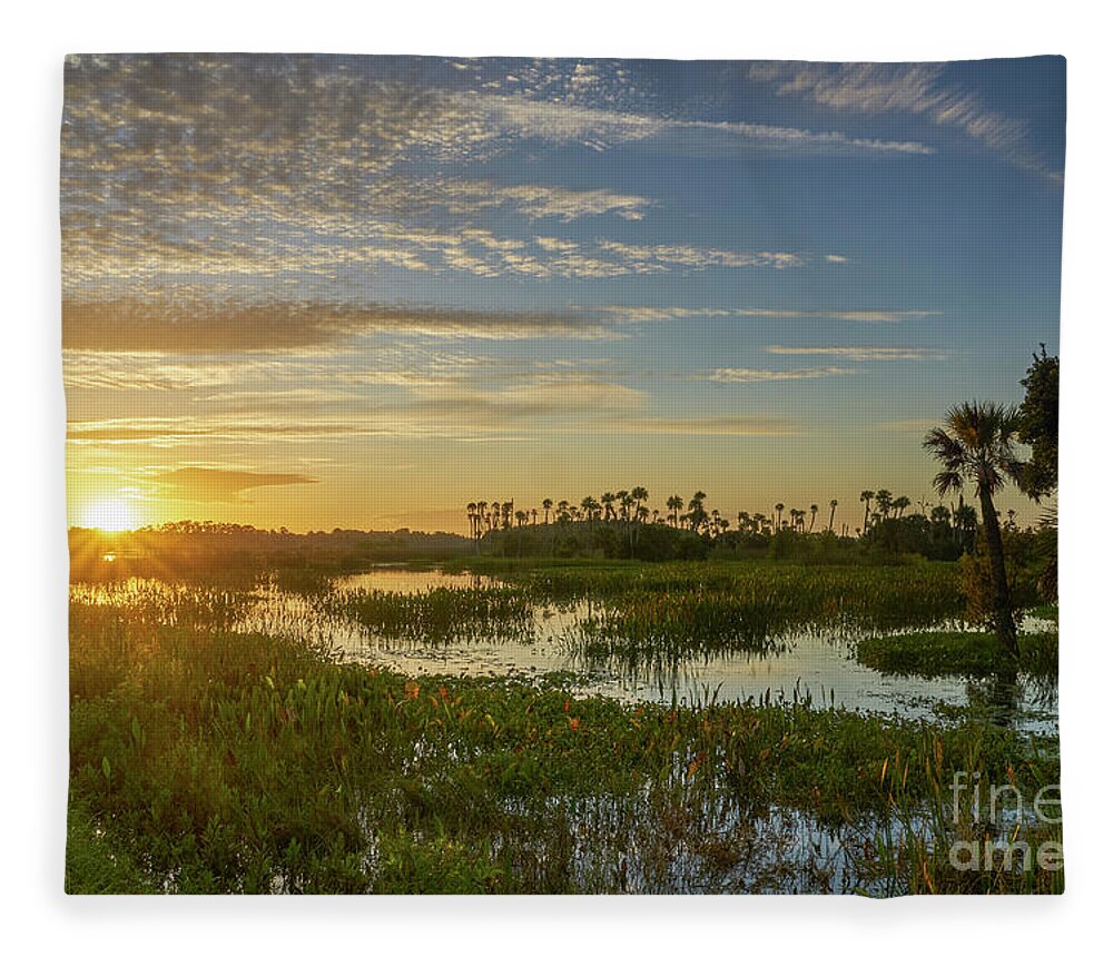 Usa Fleece Blanket featuring the photograph Classic Florida Sunrise #1 by Brian Kamprath