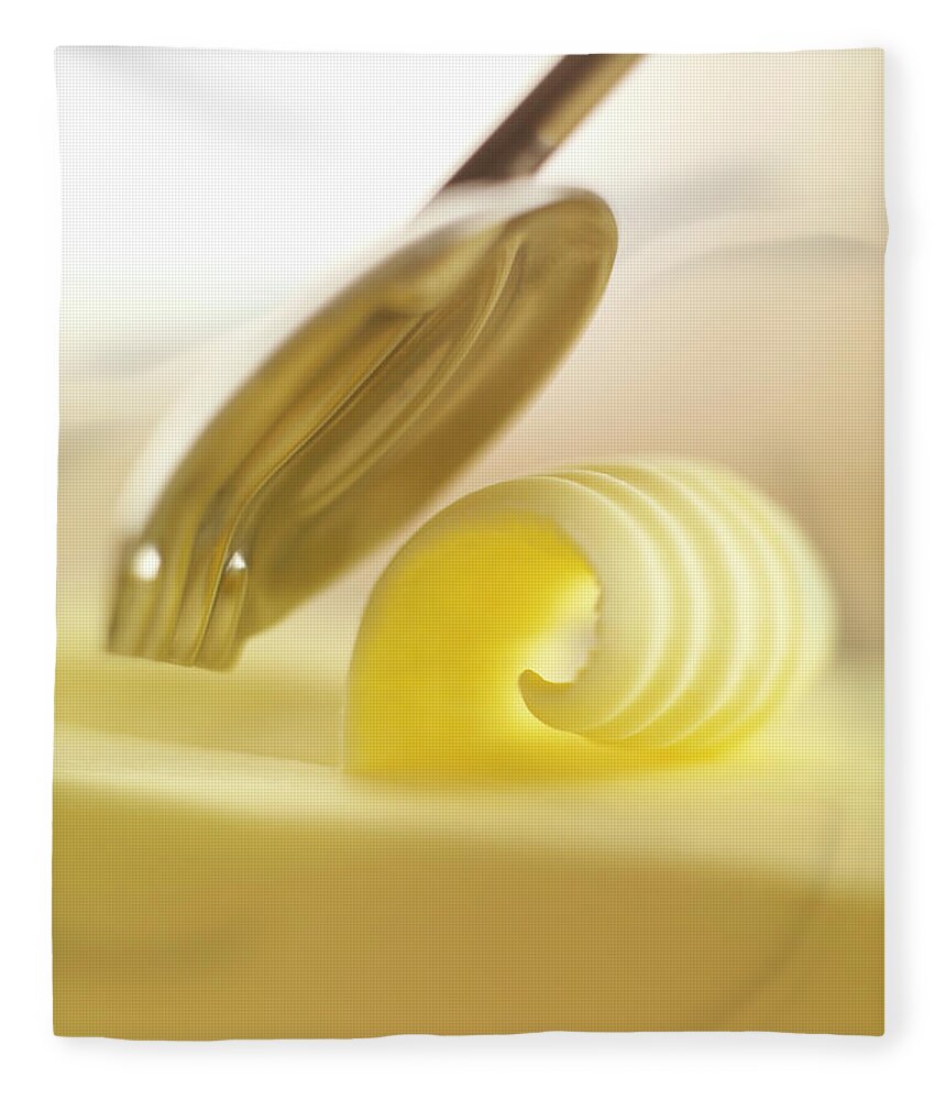 Spoon Fleece Blanket featuring the photograph Close Up Of Butter Curl by Adam Gault
