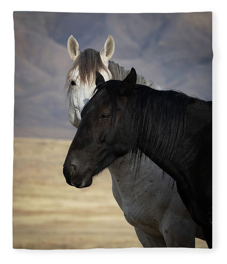 Wild Horses Fleece Blanket featuring the photograph Contrasts #1 by Mary Hone