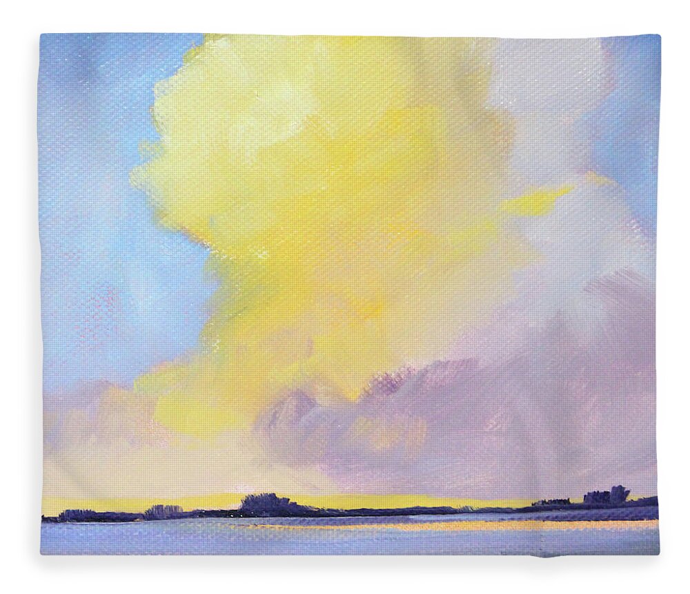 Sky Painting Fleece Blanket featuring the painting Evening Cloud #1 by Nancy Merkle