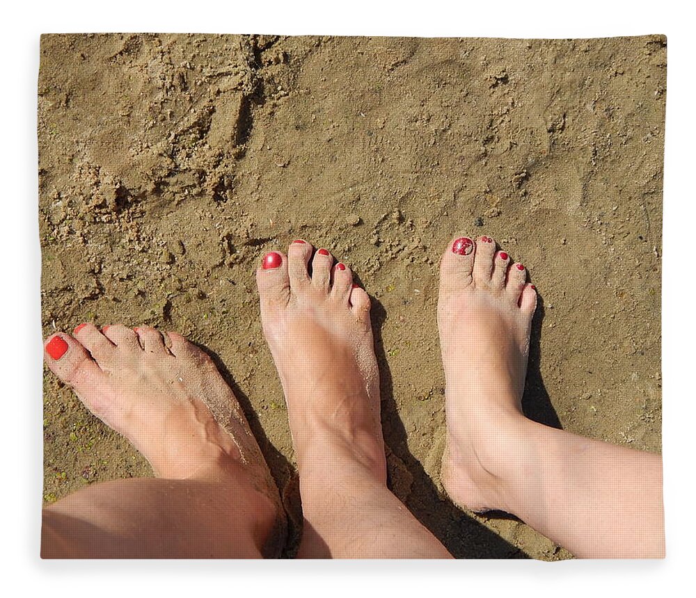 Sand Fleece Blanket featuring the photograph Feet in the sand #1 by Oleg Prokopenko