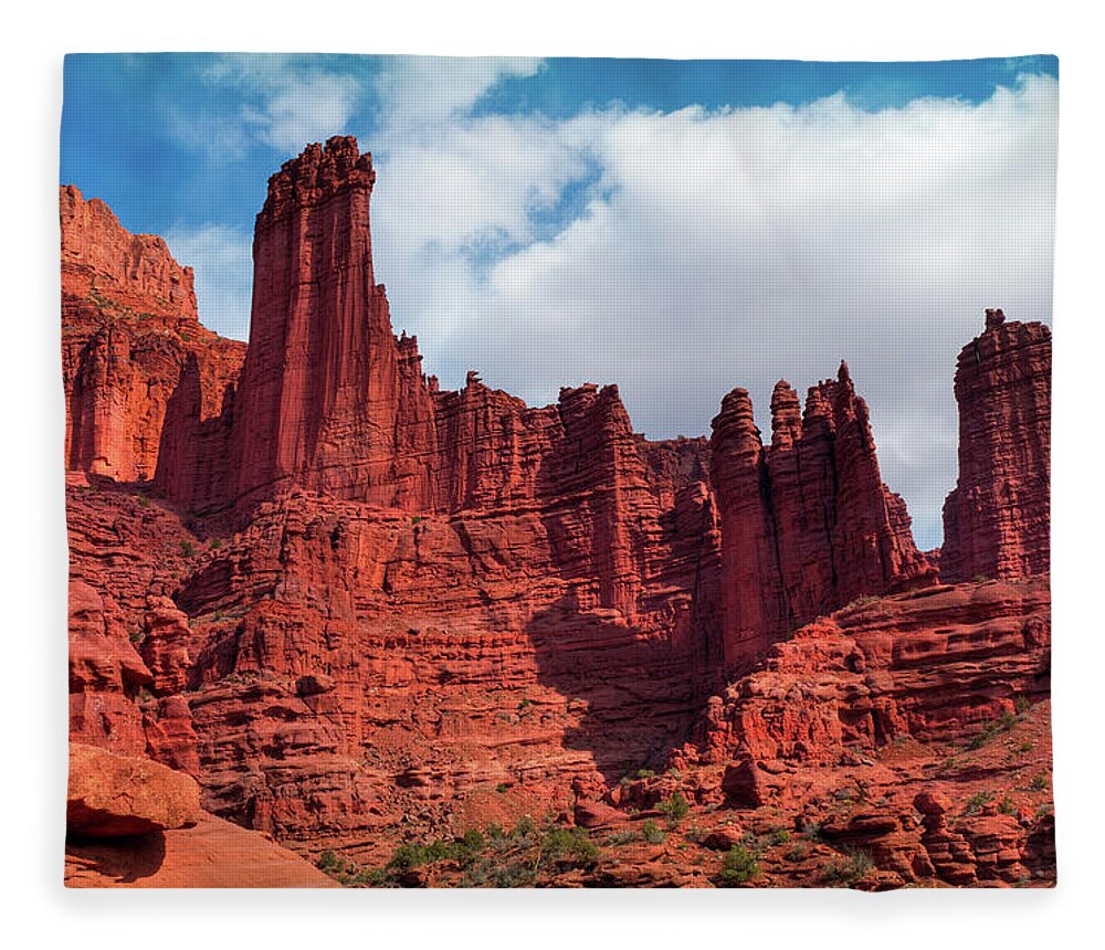 Scenics Fleece Blanket featuring the photograph Fisher Towers, Moab, Utah, Usa #1 by Fotomonkee