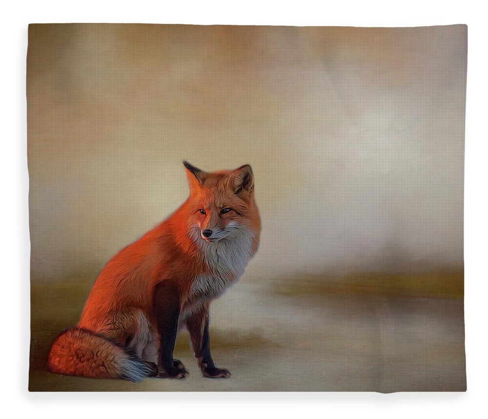 Fox Fleece Blanket featuring the photograph Foxy by Cathy Kovarik