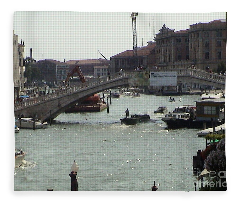 Venice Fleece Blanket featuring the photograph Grand Canal Venice Italy Panoramic View #1 by John Shiron
