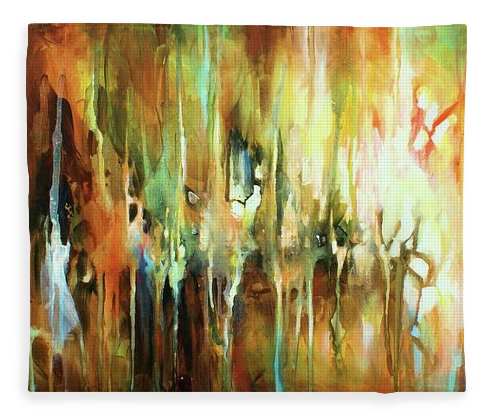 Abstract Fleece Blanket featuring the painting Gravity by Michael Lang