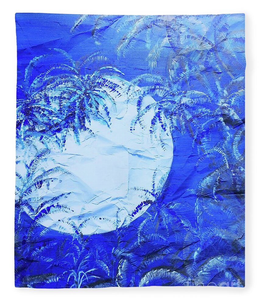 Hawaiian Blue Moon Fleece Blanket featuring the painting Hawaiian Blue Moon Textured by Michael Silbaugh
