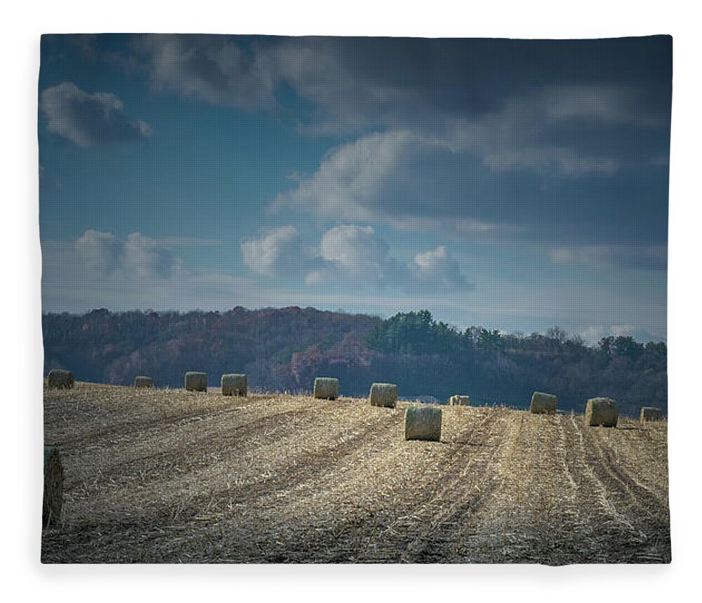Hay Fleece Blanket featuring the photograph Hay Bale Harvest #1 by Phil S Addis