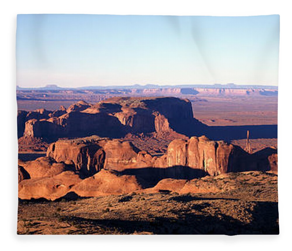Tranquility Fleece Blanket featuring the photograph Hunts Mesa, Monument Valley, Arizona #1 by Morey Milbradt