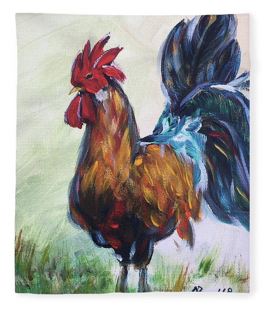 Rooster Fleece Blanket featuring the painting Im Sexy and I Know it #1 by Roxy Rich