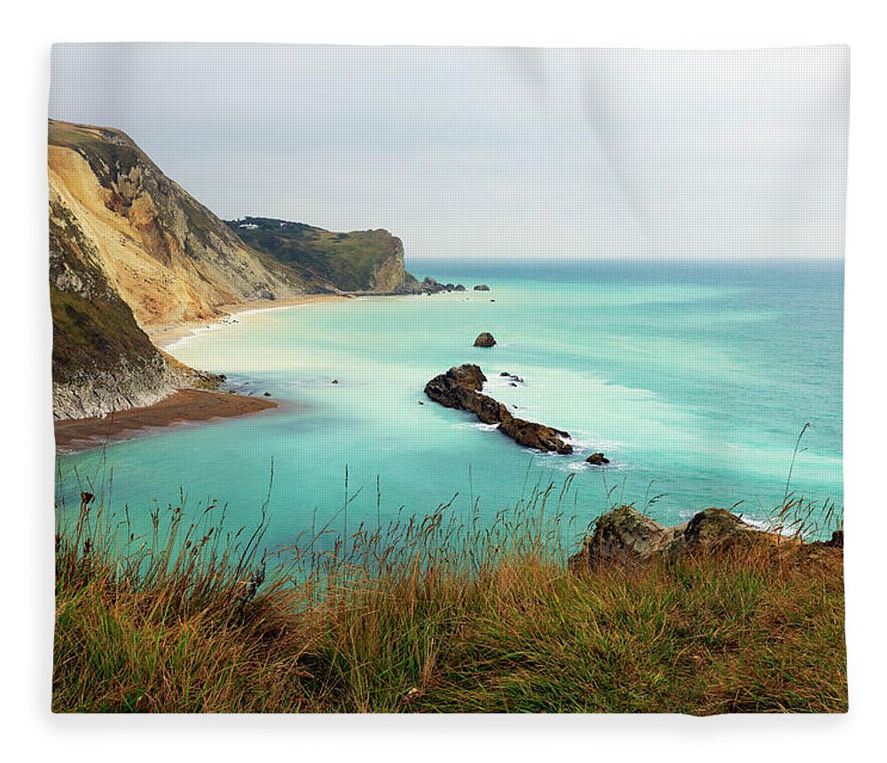Scenics Fleece Blanket featuring the photograph Jurassic Coast, Dorset #1 by Louise Heusinkveld