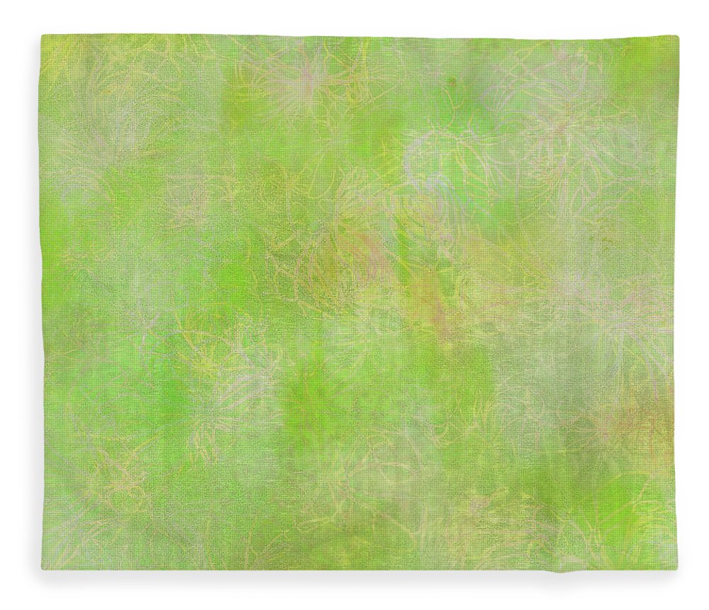 Lime Fleece Blanket featuring the digital art Lime Batik Print #1 by Sand And Chi