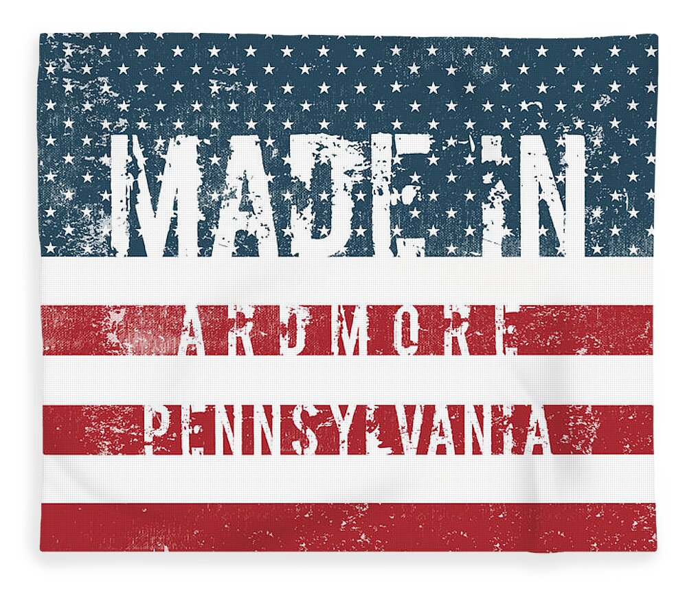 Ardmore Fleece Blanket featuring the digital art Made in Ardmore, Pennsylvania #1 by Tinto Designs