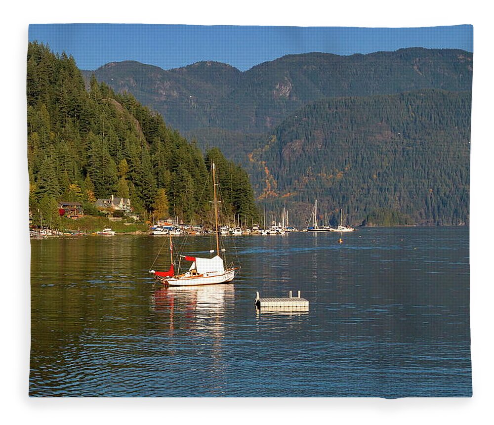 Alex Lyubar Fleece Blanket featuring the photograph Marina in Deep Cove #2 by Alex Lyubar
