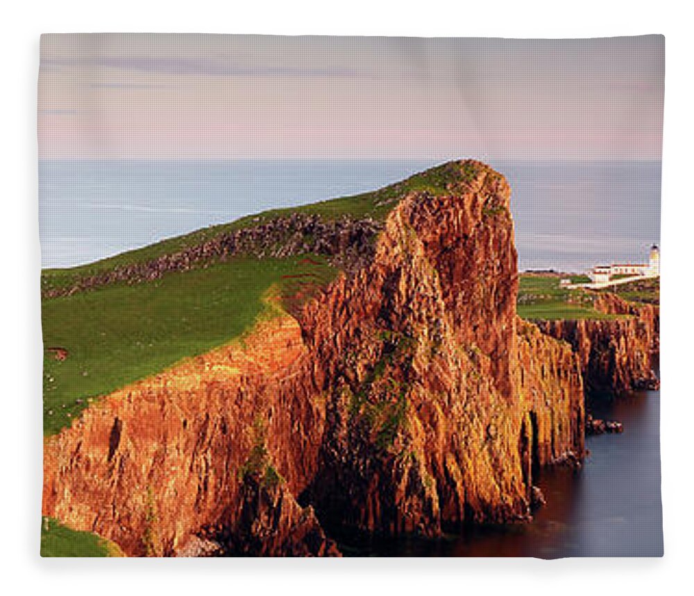 Scottish Landscape Fleece Blanket featuring the photograph Neist Point Sunset - Isle of Skye #2 by Grant Glendinning