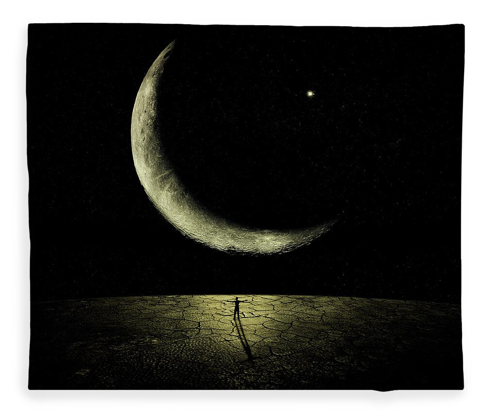 Night Fleece Blanket featuring the digital art New moon #1 by PsychoShadow ART