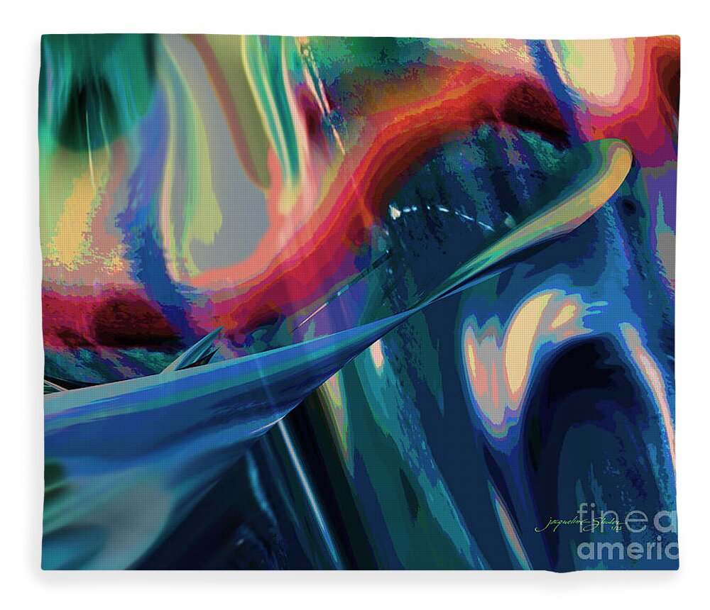 Abstract Fleece Blanket featuring the digital art On My Way #1 by Jacqueline Shuler