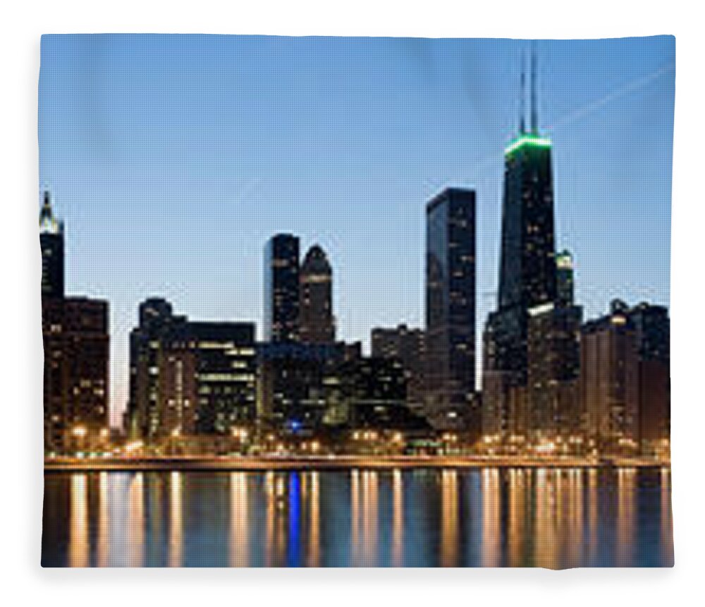 Panoramic Fleece Blanket featuring the photograph Panoramic View Of The Chicago Lakefront #1 by Chris Pritchard