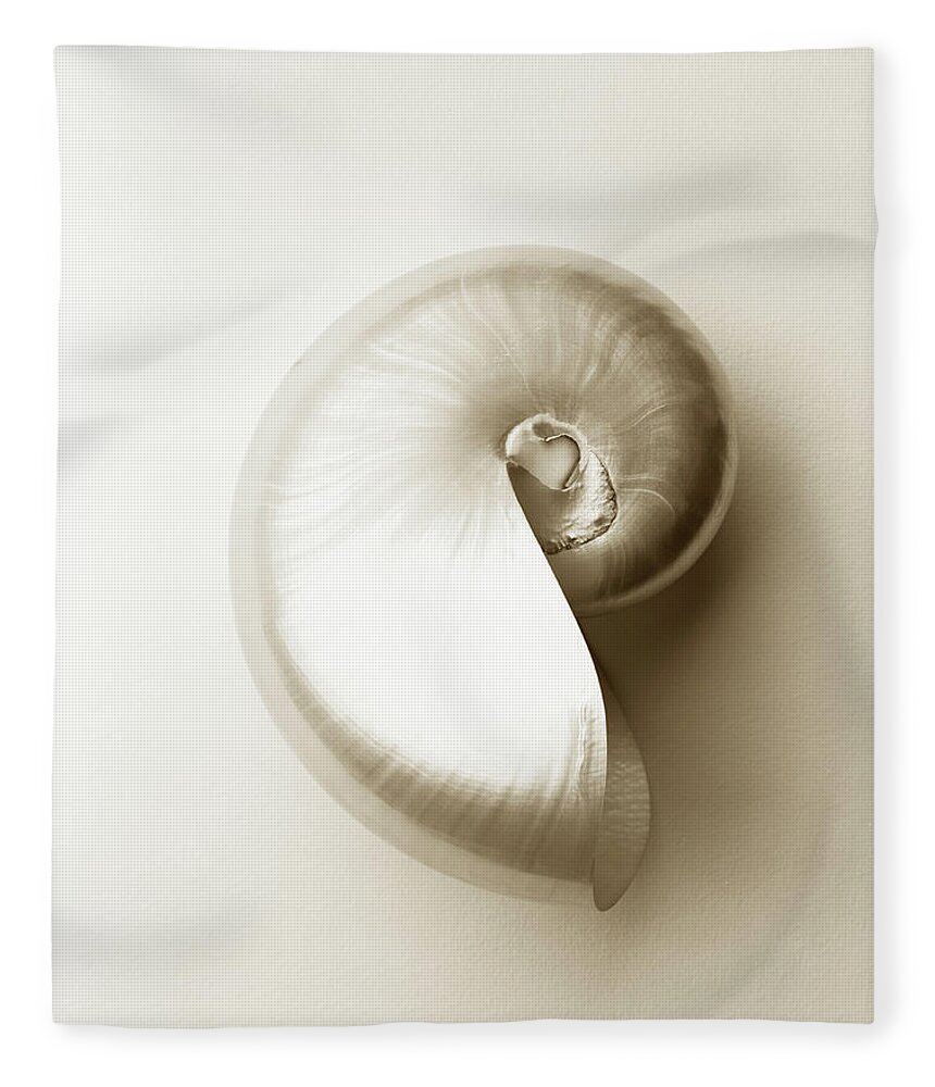 Animal Shell Fleece Blanket featuring the photograph Pearlised Nautilus Sea Shell, Close-up #1 by Finn Fox