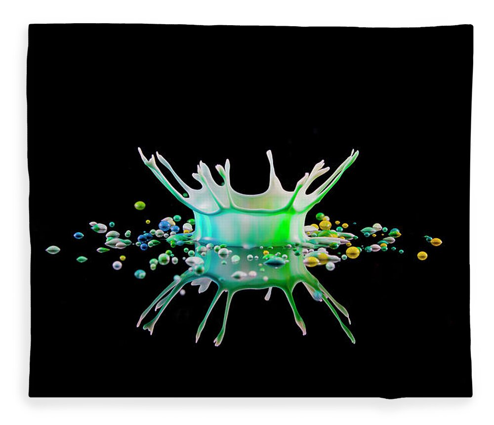 Emergence Fleece Blanket featuring the photograph Reflected Splash Crown Of Coloured #1 by Kim Westerskov