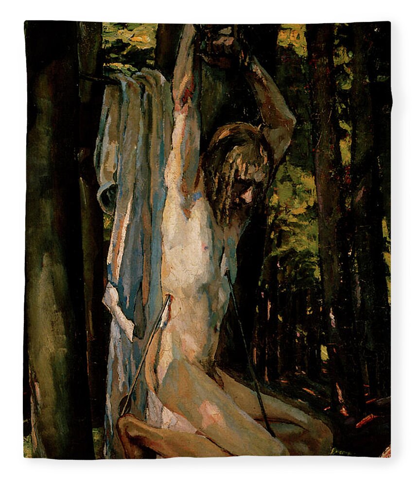 Albert Weisgerber Fleece Blanket featuring the painting Saint Sebastian by Albert Weisgerber
