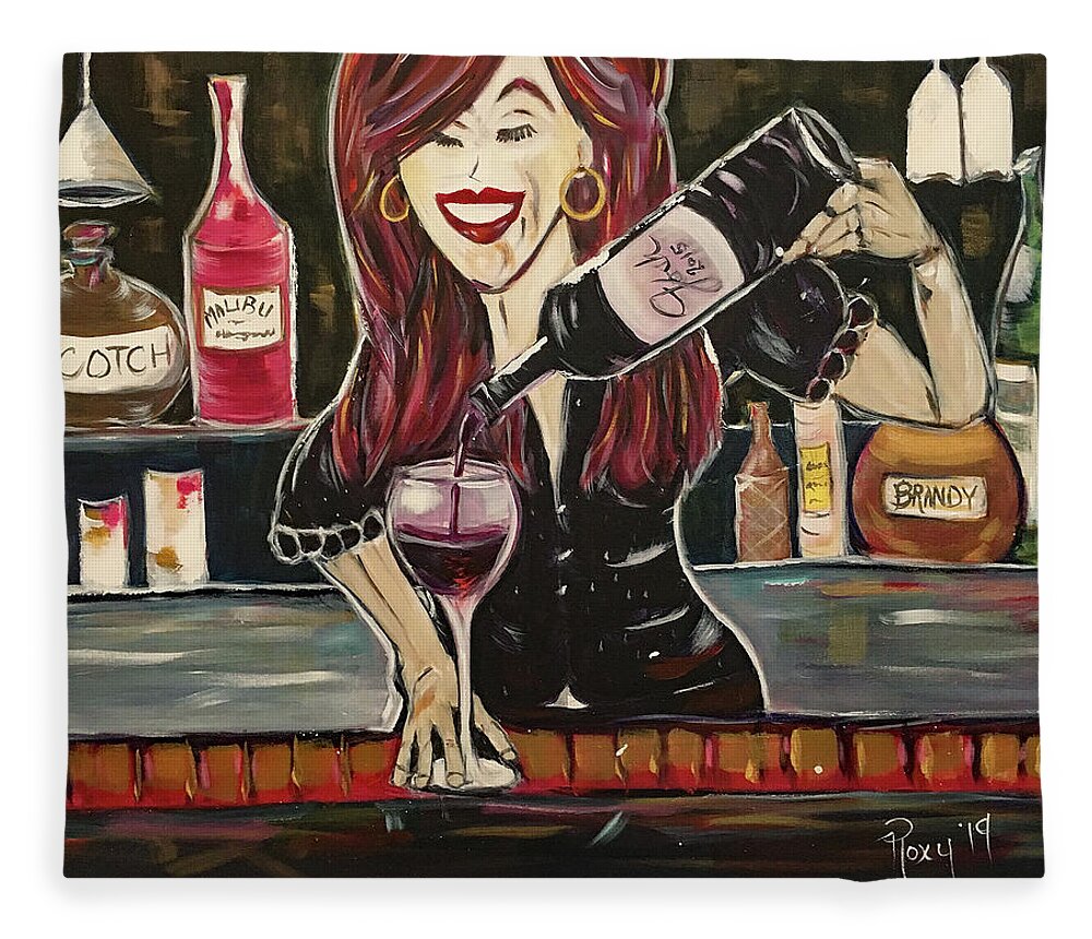 Bartender Fleece Blanket featuring the painting Sassy Notes featuring Dana Doom by Roxy Rich