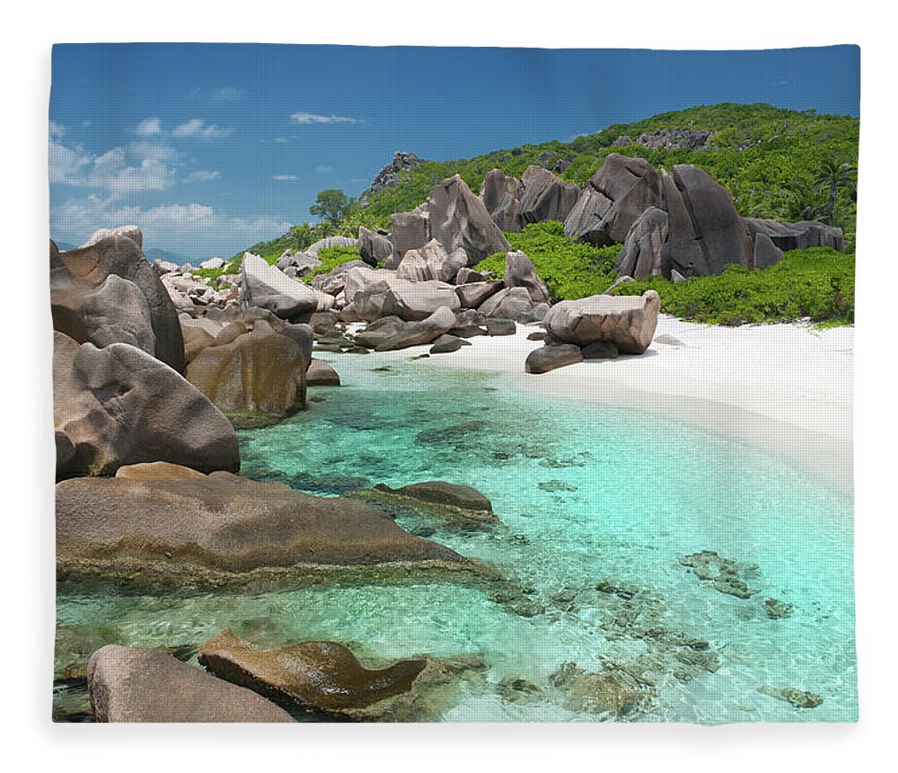 Tropical Rainforest Fleece Blanket featuring the photograph Secluded Bay, Anse Marron, Seychelles #1 by 4fr