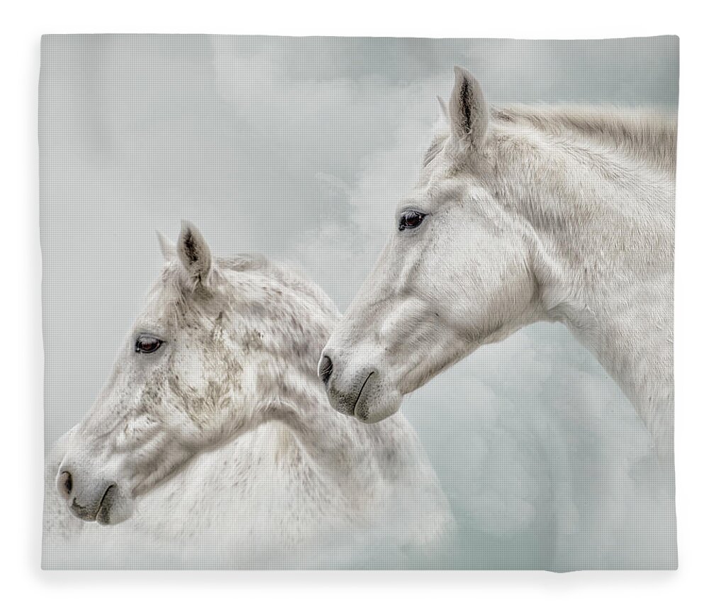 Horse Fleece Blanket featuring the photograph She Dreamed of White Horses #1 by Ron McGinnis