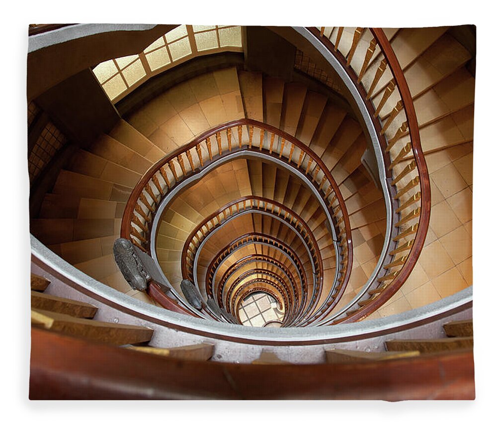 Curve Fleece Blanket featuring the photograph Spiral Staircase #1 by Lappes
