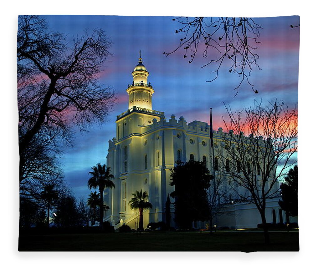 Temple Fleece Blanket featuring the photograph St. George Utah Temple #1 by Nathan Abbott