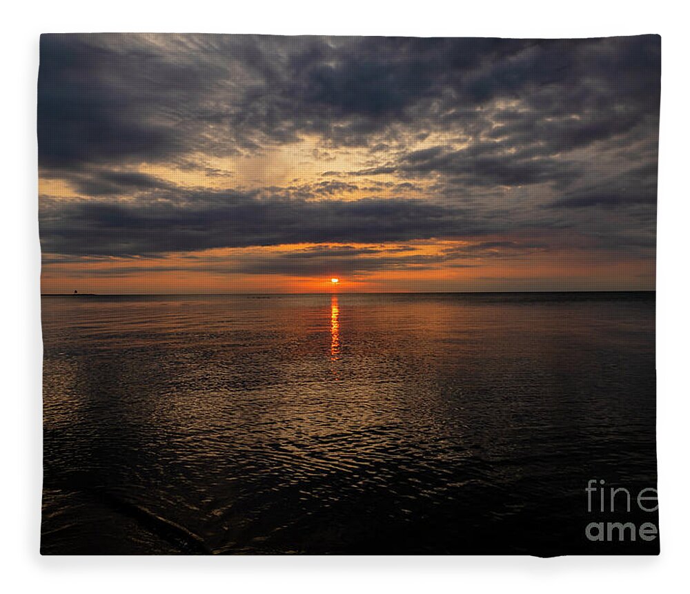 Sunset Fleece Blanket featuring the photograph Sunset at Lake Superior #1 by Sandra J's