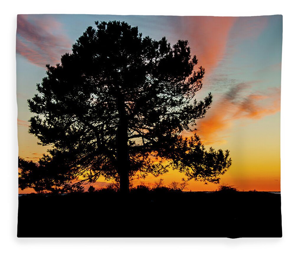 Tree Fleece Blanket featuring the photograph Sunset Silhouette by Cathy Kovarik