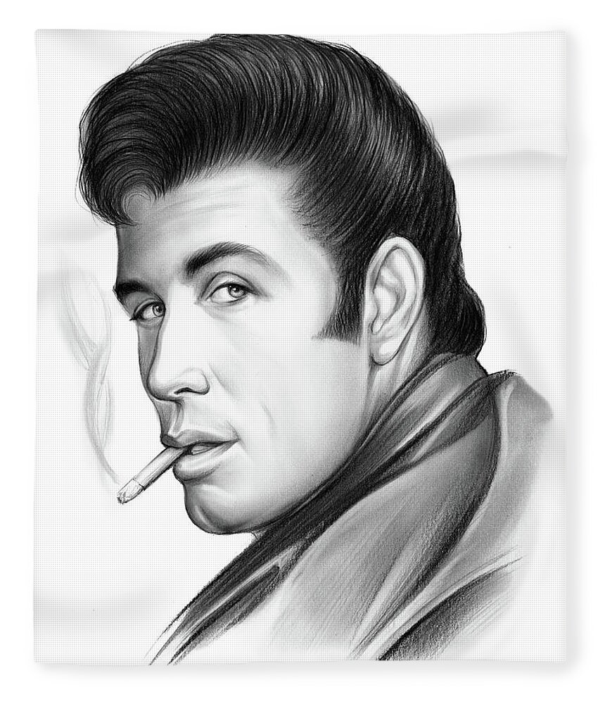 John Travolta Fleece Blanket featuring the drawing Travolta #1 by Greg Joens