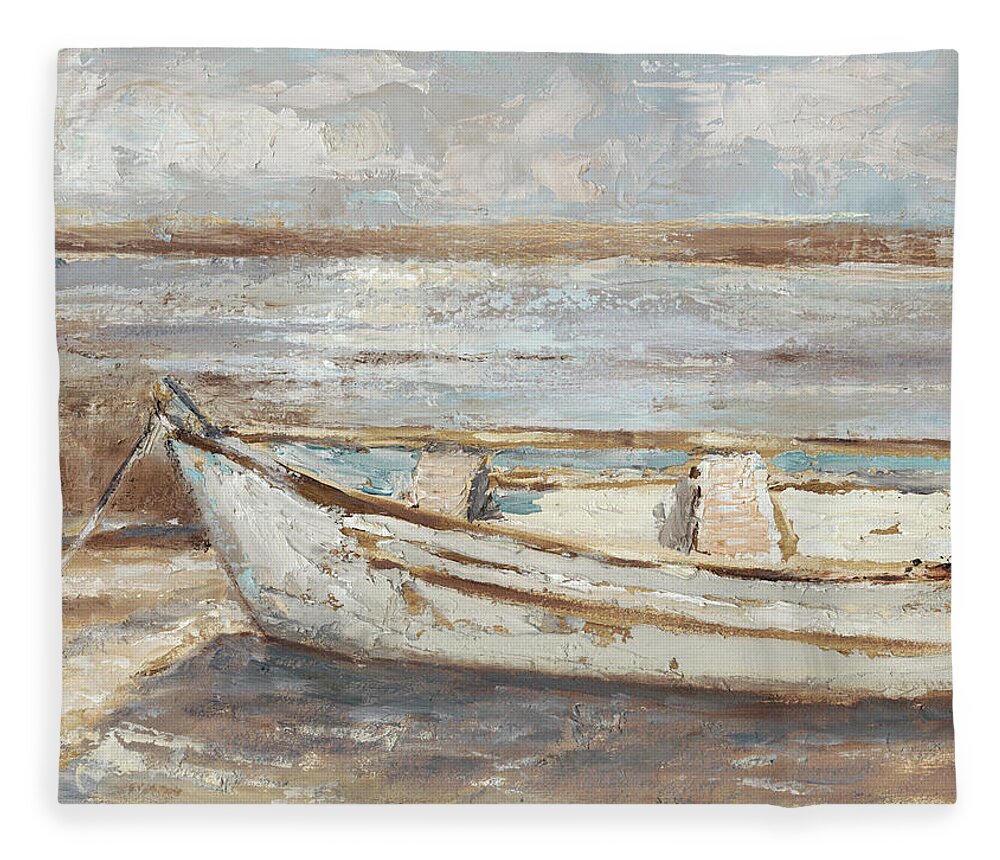 Transportation & Travel+boats Fleece Blanket featuring the painting Weathered Rowboat II #1 by Ethan Harper