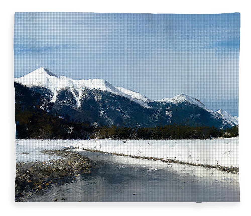Park Fleece Blanket featuring the photograph Winter Creek #1 by Alexander Fedin