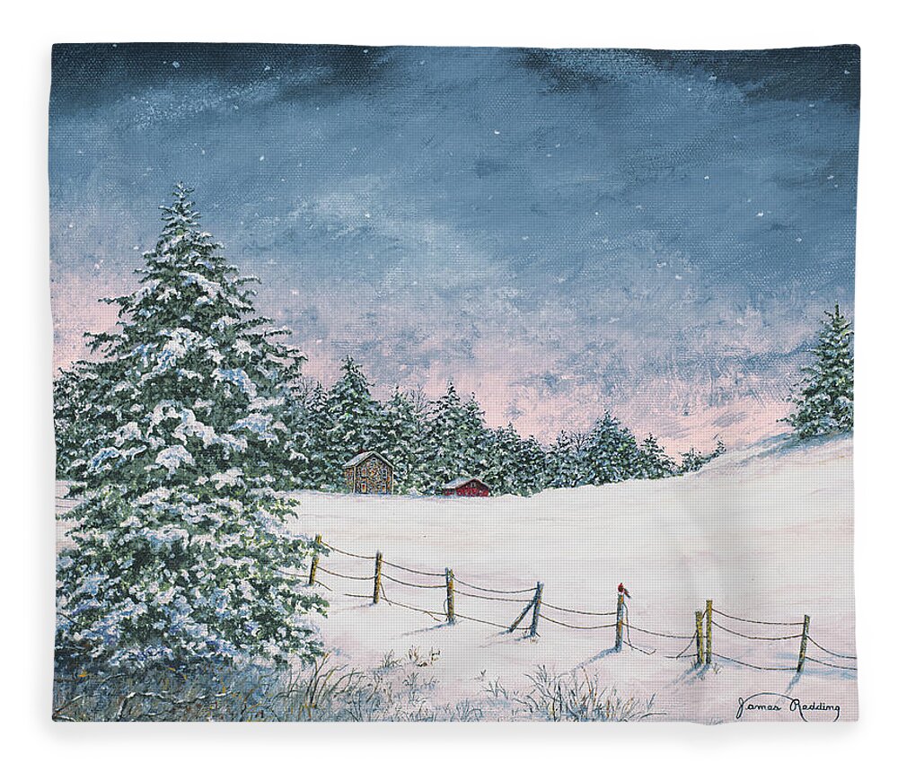 Winter Fleece Blanket featuring the painting Winter Mornings #1 by James Redding