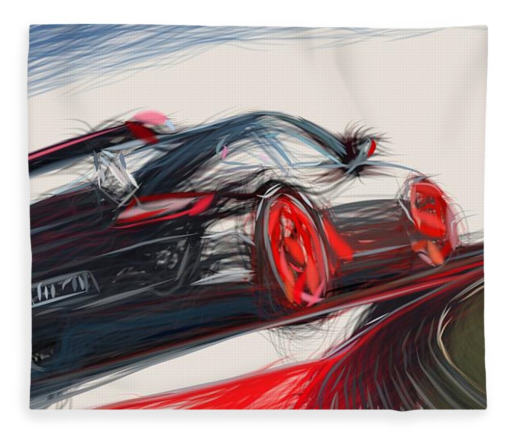 Porsche Fleece Blanket featuring the digital art Porsche 911 GT3 RS Draw #11 by CarsToon Concept